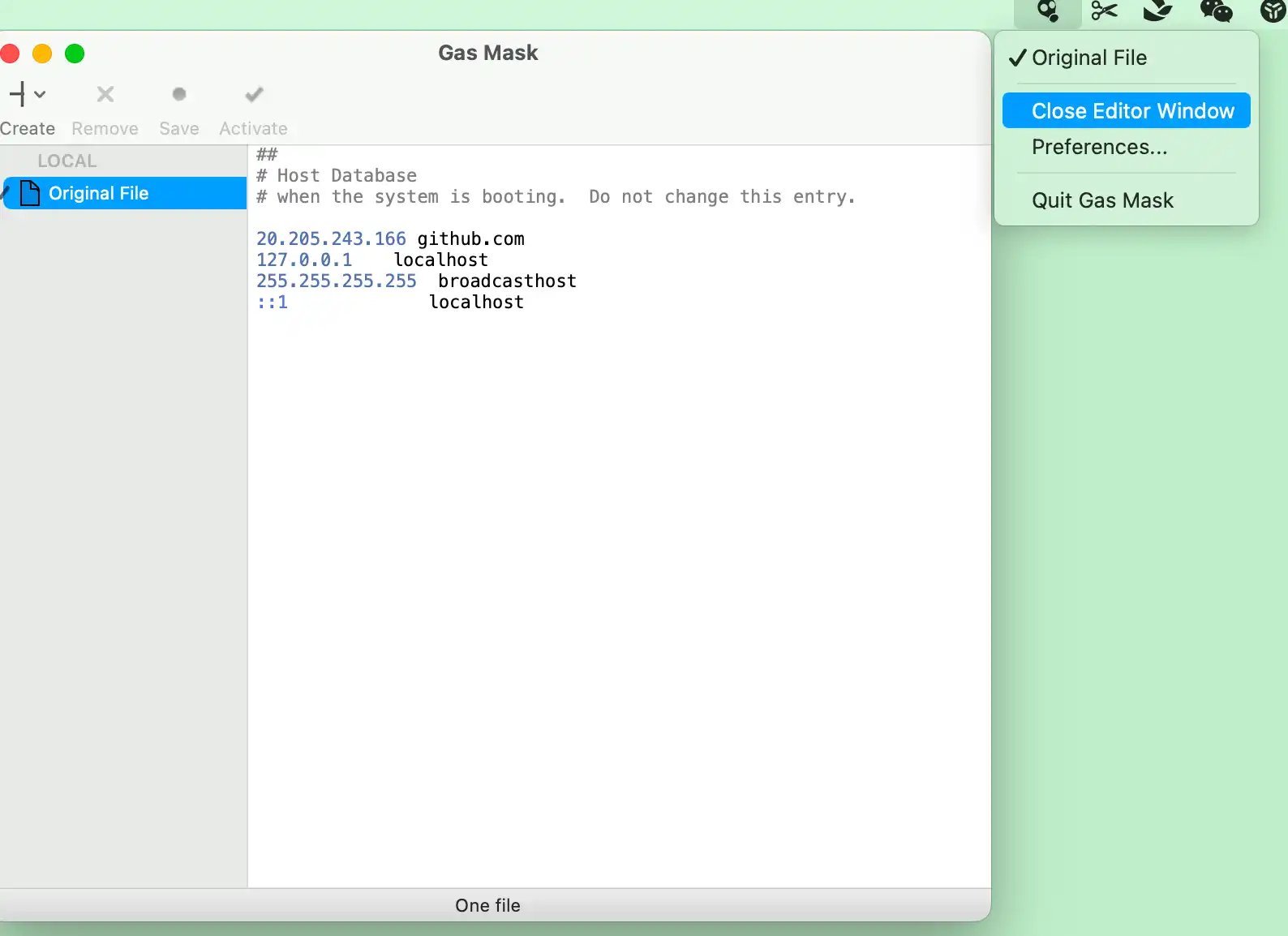 Mac host GasMask